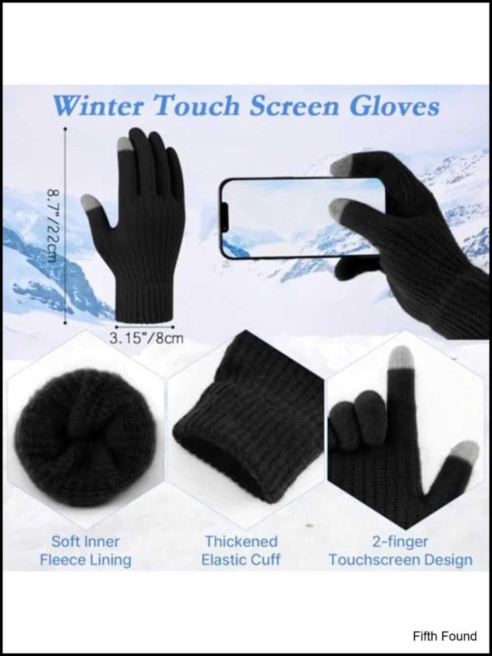 Alpaca Fiber Fleece Lined Beanie Scarf Gloves Set Winter 3 Piece